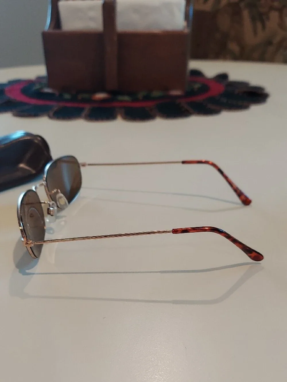Men's Oval Brown Lens Sunglasses with Gold Frame